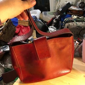 Fossil red leather medium shoulder bag